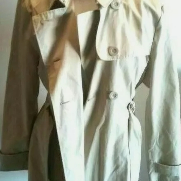 Kenneth Cole Reaction WomensTrench Coat Beige Belted Shoulder Strap Plus XXL - Picture 1 of 8